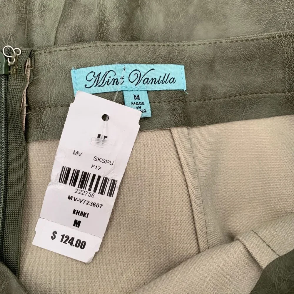 NWT - LF Mint Vanilla Faux Leather Side Snap Skirt